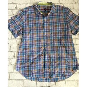 ROBERT GRAHAM X Shirt Men Multi Color Plaid Short Sleeve Buttons Shirt Size 2XL